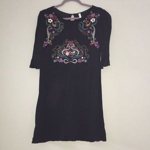Embroidered  black dress